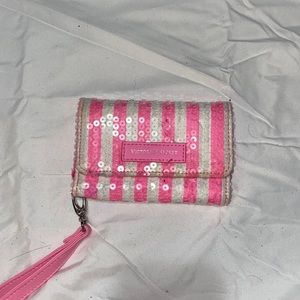 Victoria Secret pink and white phone wallet